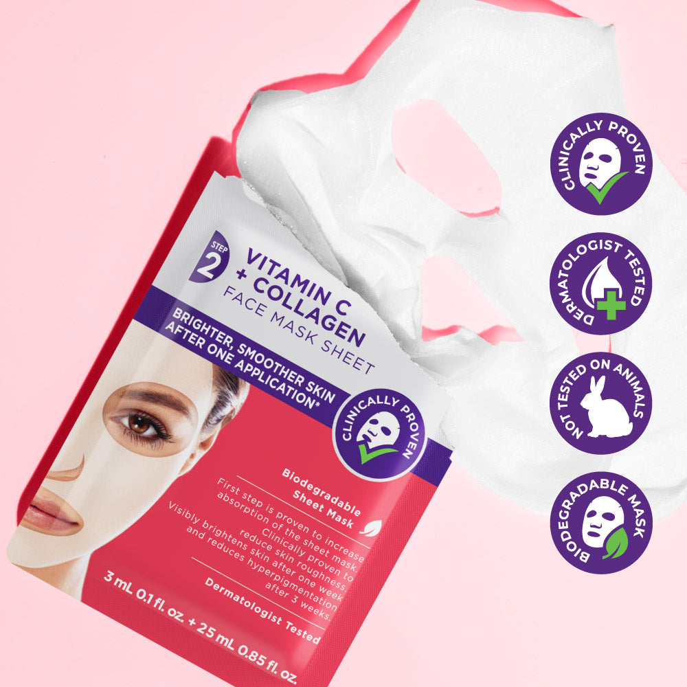 Masque facial éclaircissant à la vitamine C en 2 étapes