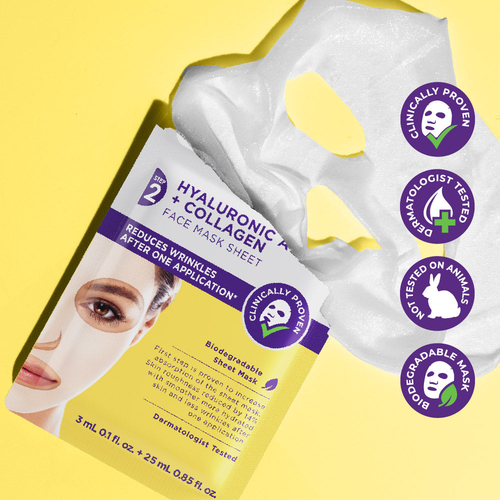 2 Step Hyaluronic Acid + Collagen Gesichts-Tuchmaske