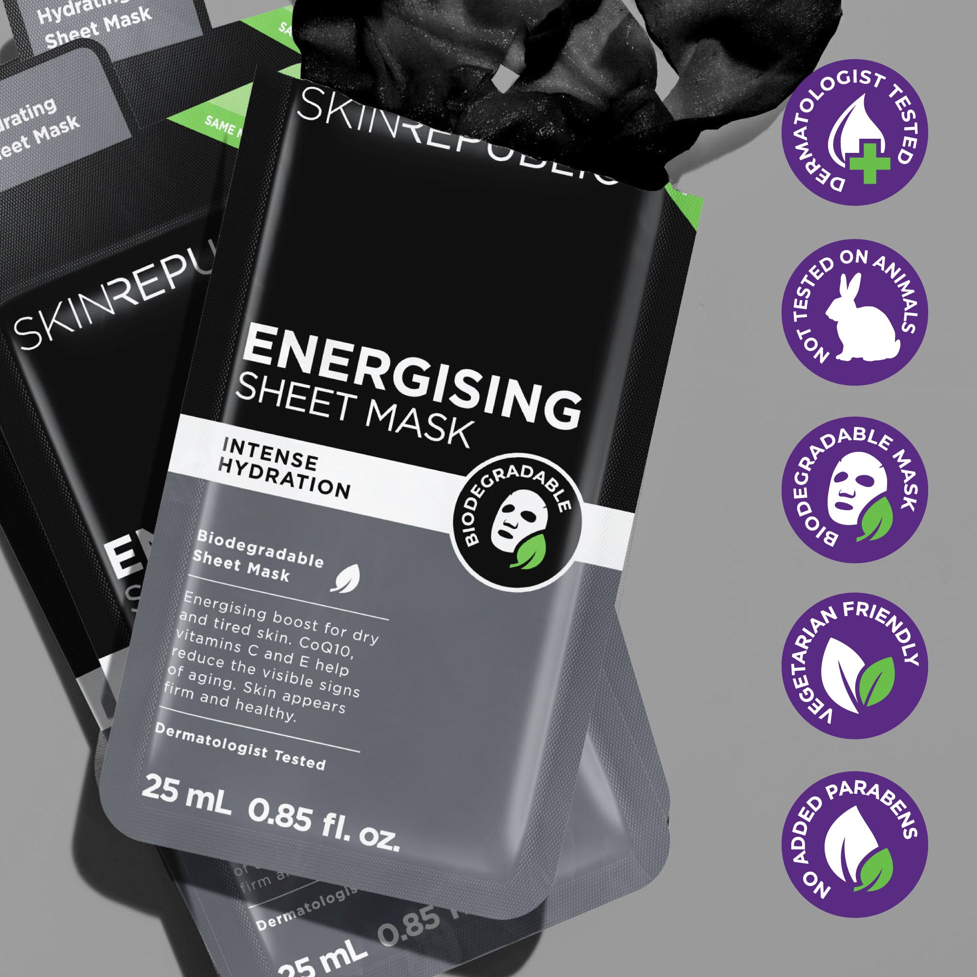 Energizing facial sheet mask for men