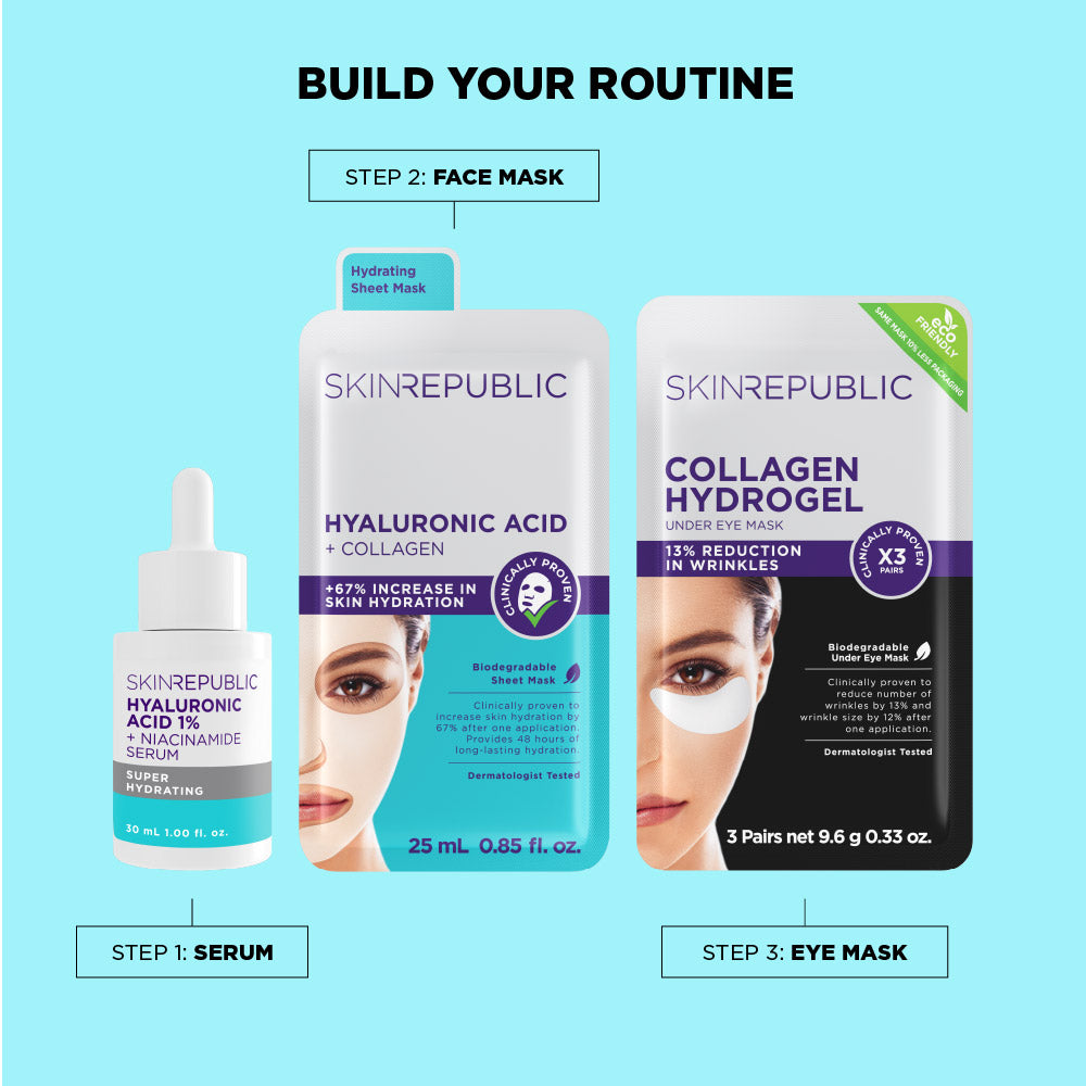 Hyaluronic Acid + Collagen Gesichts-Tuchmaske mit Hyaluronsäure
