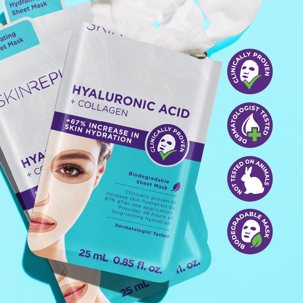 Hyaluronic Acid + Collagen Gesichts-Tuchmaske mit Hyaluronsäure