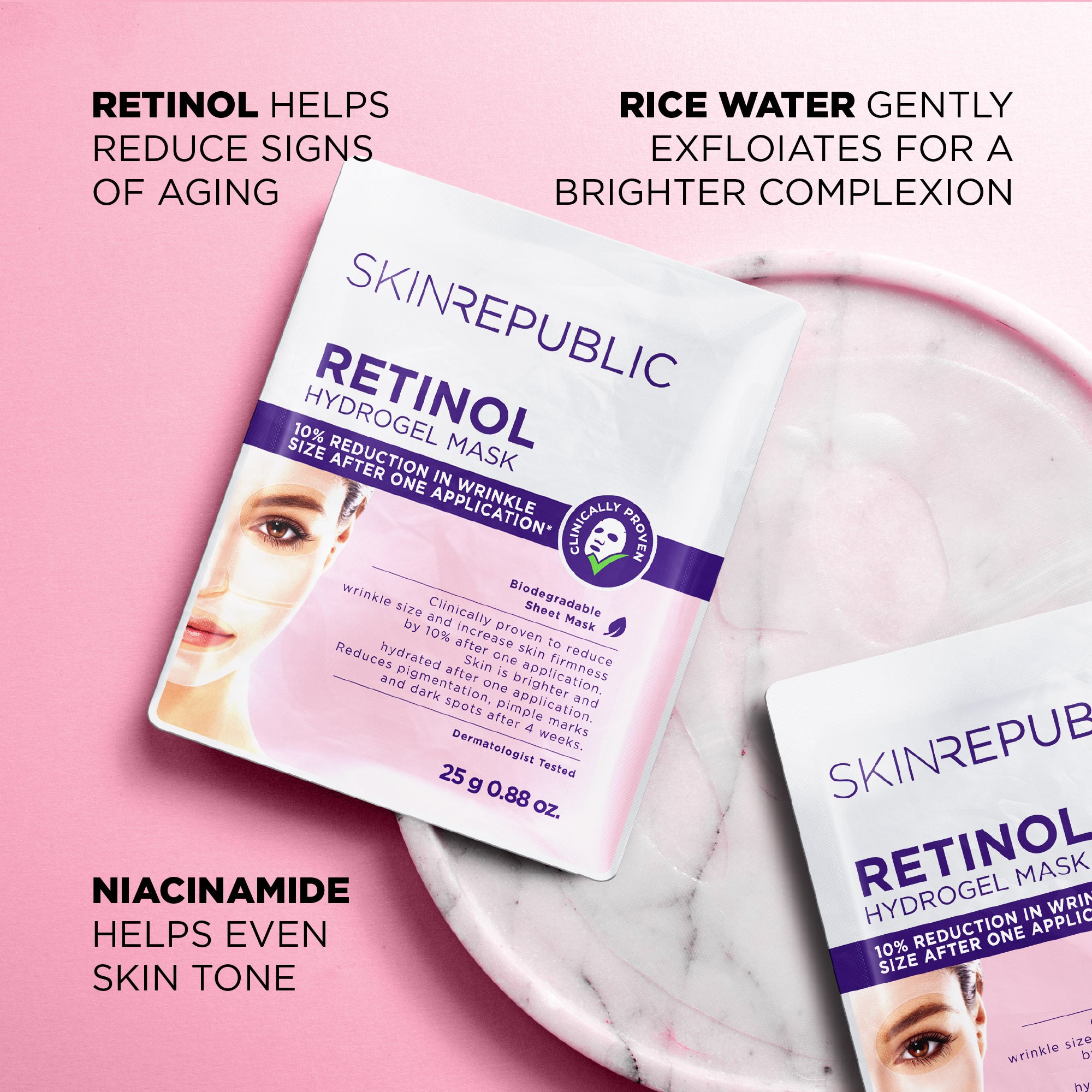 Retinol hydrogel face mask