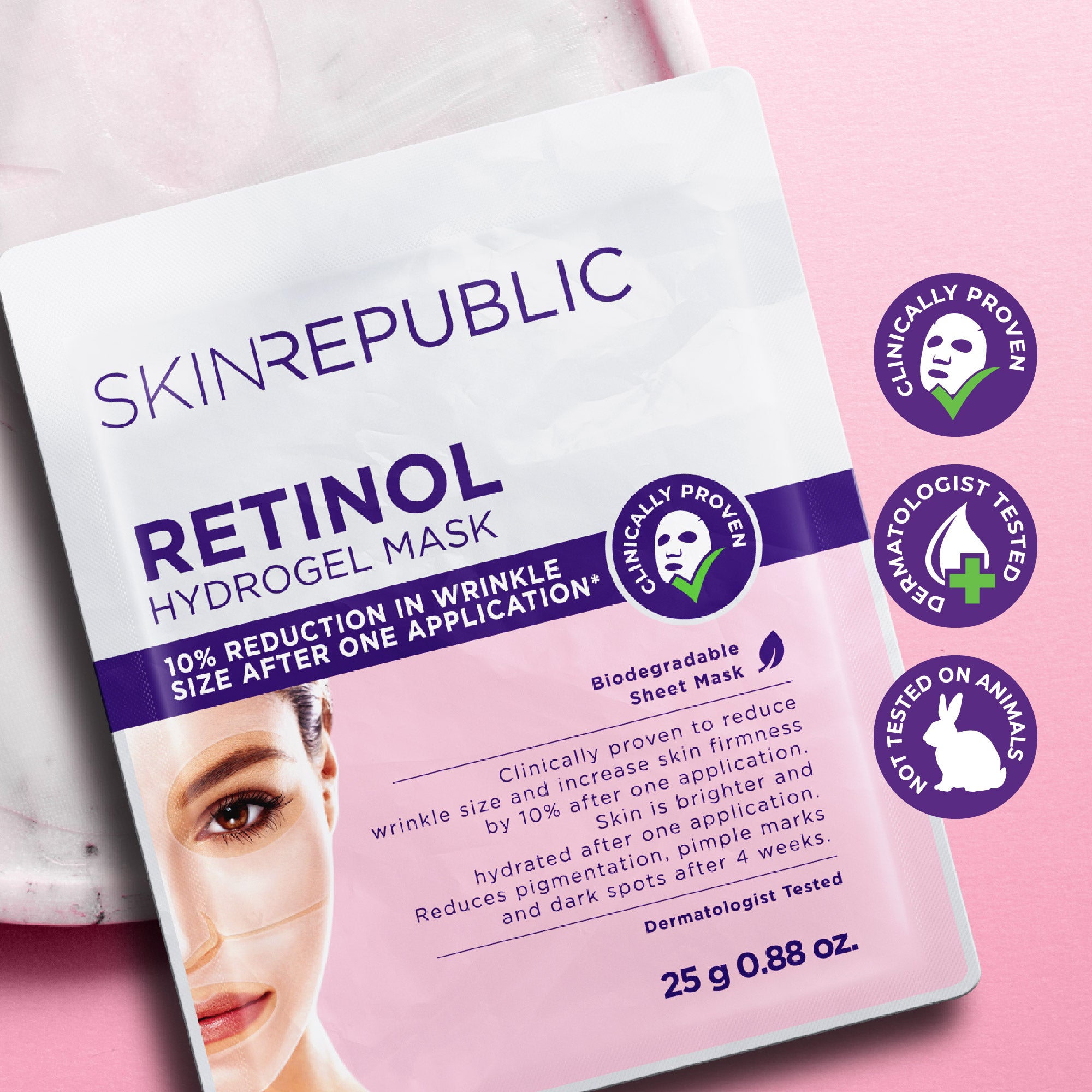 Retinol hydrogel face mask
