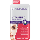 Weiß-pinke Verpackung der Skin Republic Vitamin C Tuchmaske mit der Abbildung einer Frau, die die Maske trägt