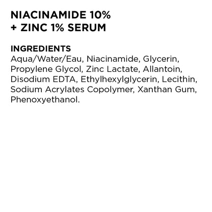 Niacinamide 10% + Zinco 1% Siero