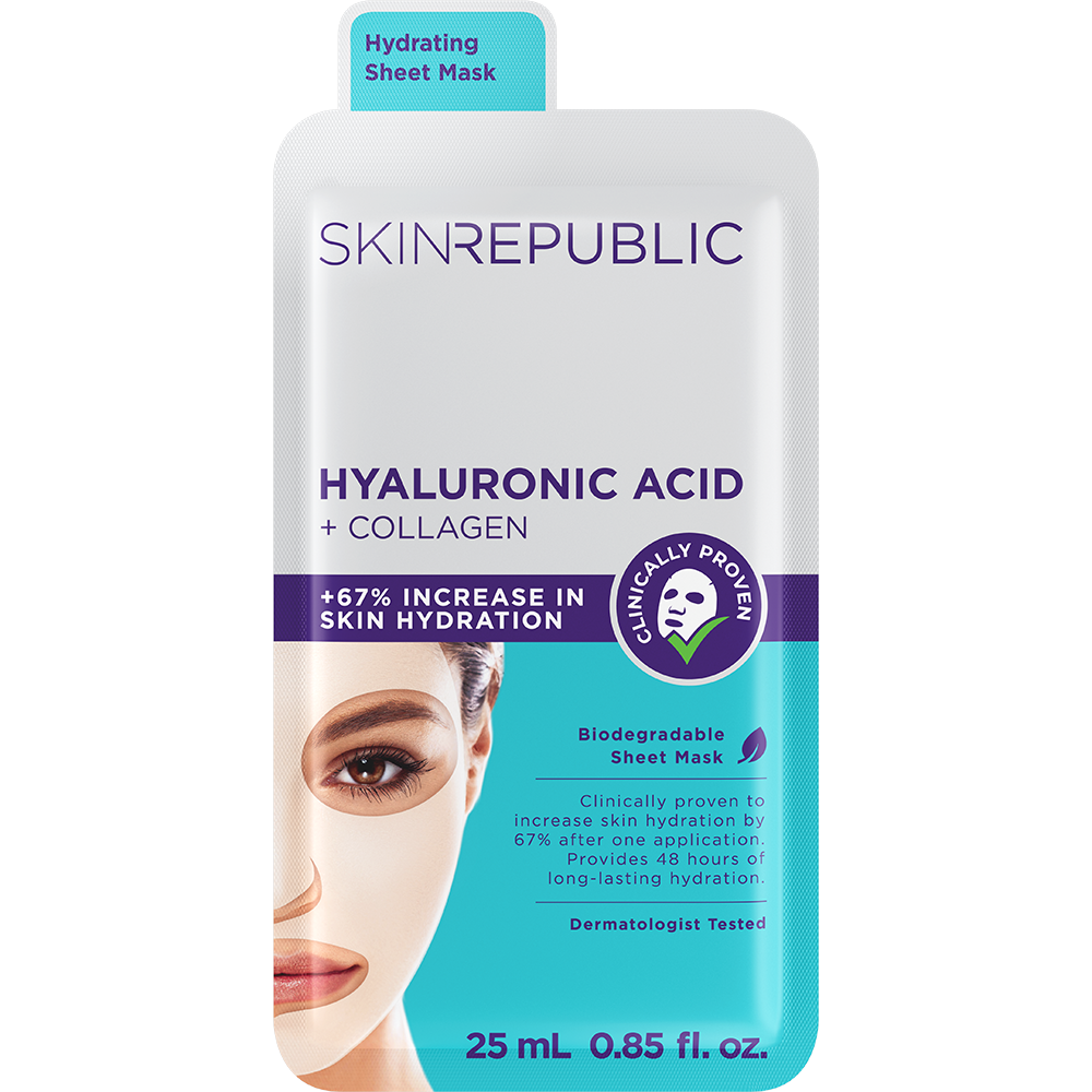Hyaluronic Acid + Collagen Gesichts-Tuchmaske mit Hyaluronsäure