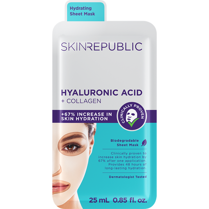 Hyaluronic Acid + Collagen Gesichts-Tuchmaske mit Hyaluronsäure