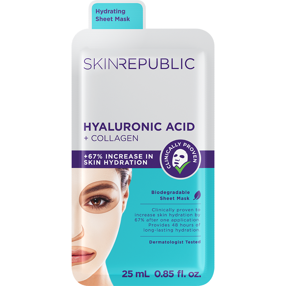 Hyaluronic Acid + Collagen facial sheet mask with hyaluronic acid