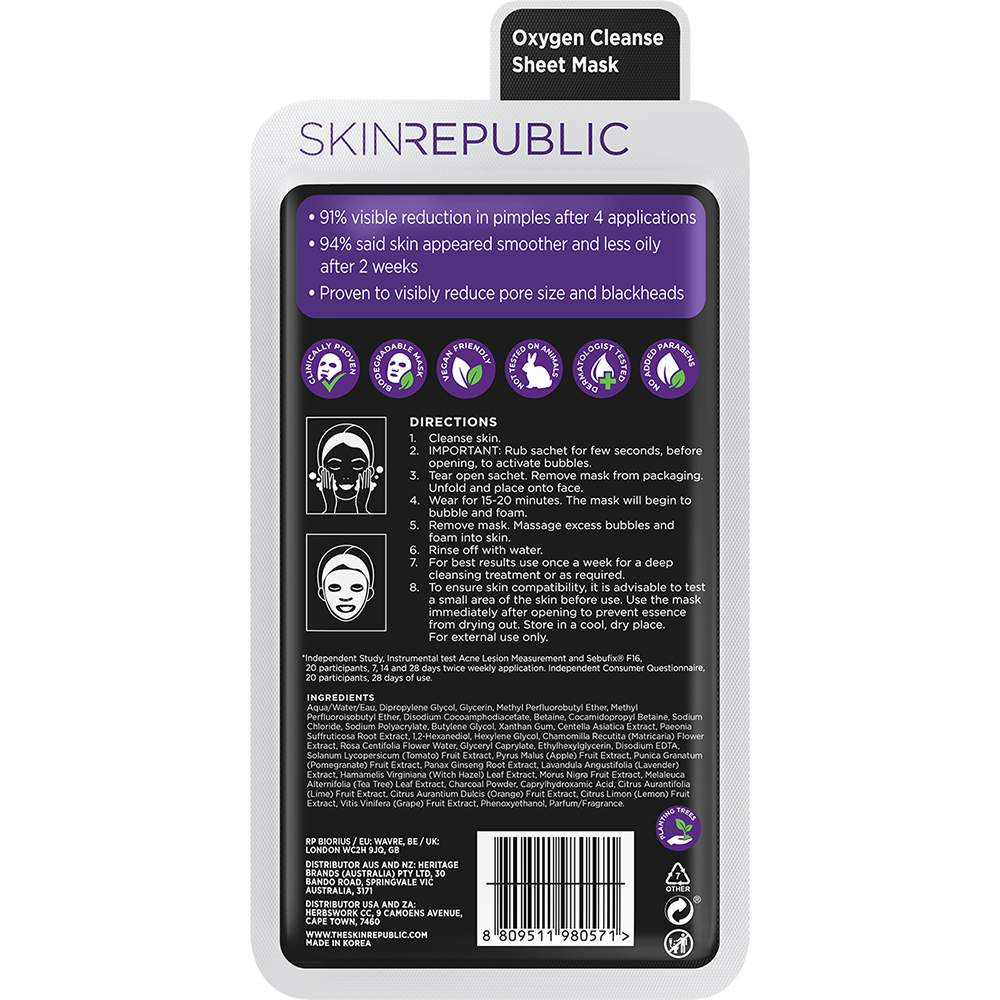 Bubble Purifying und Aktivkohle Maske
