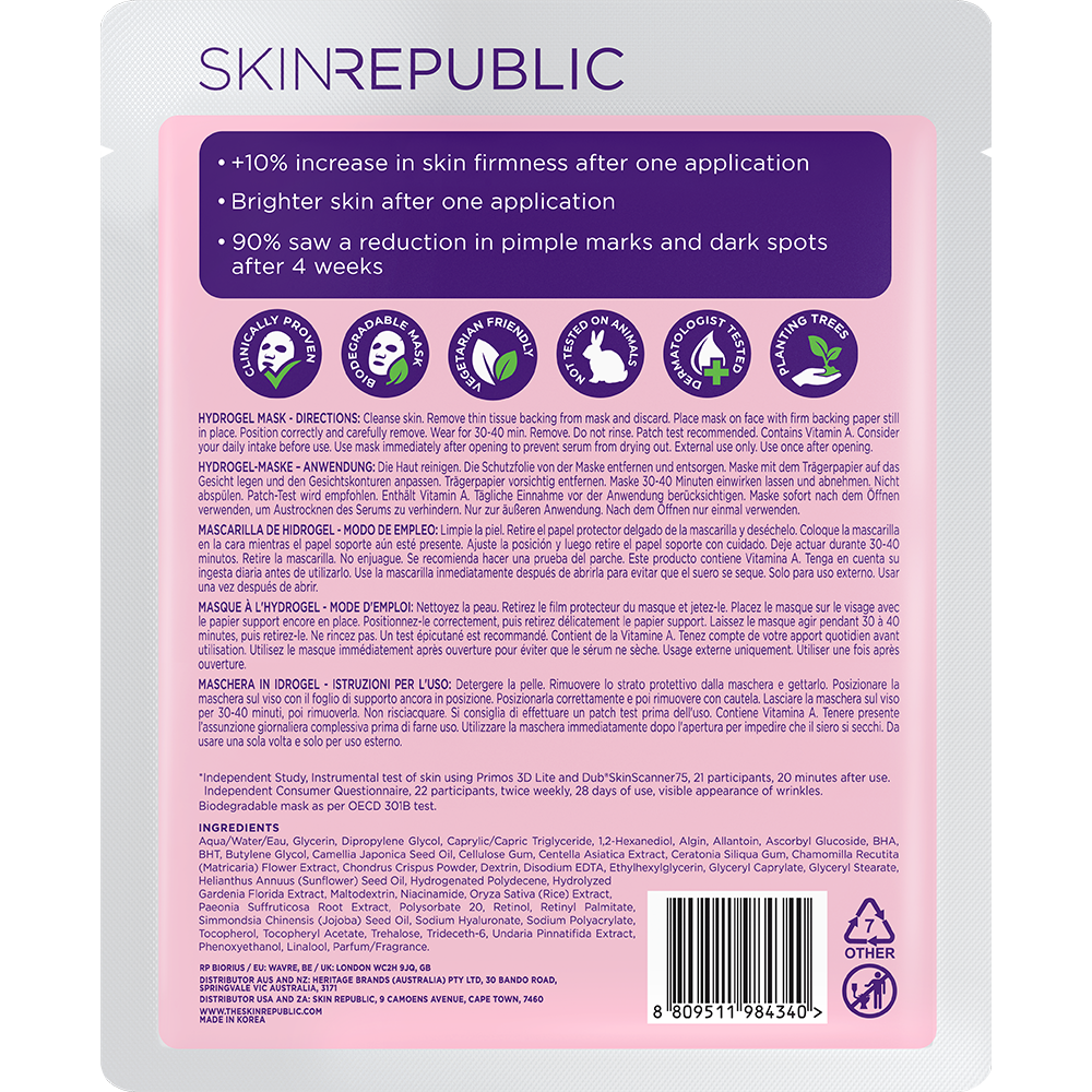Masque visage hydrogel au rétinol