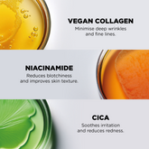 Ingredientes ativos: colagénio vegan, niacinamida e Cica