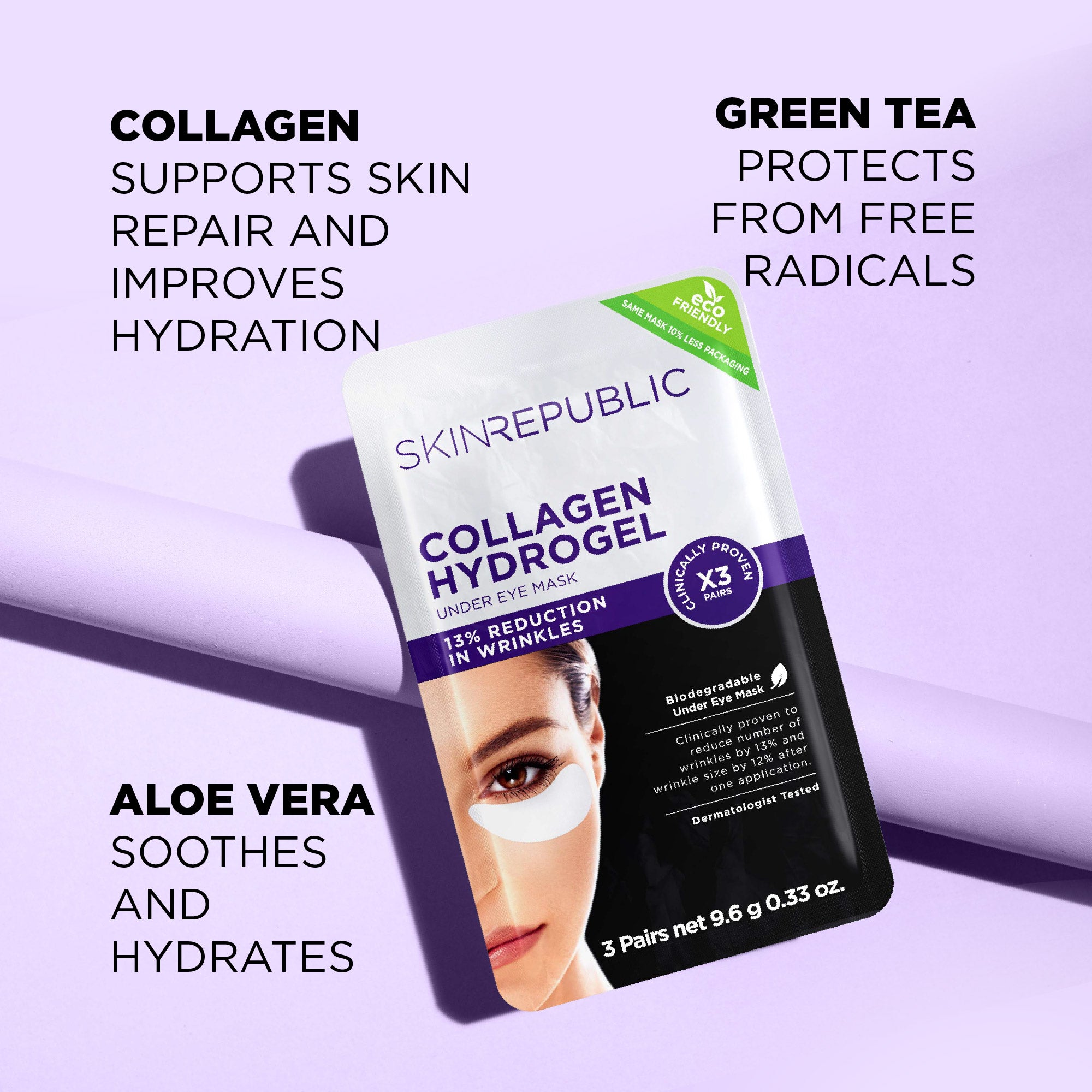 Coussinets pour les yeux au collagène hydrogel (3 paires) Masque pour les yeux