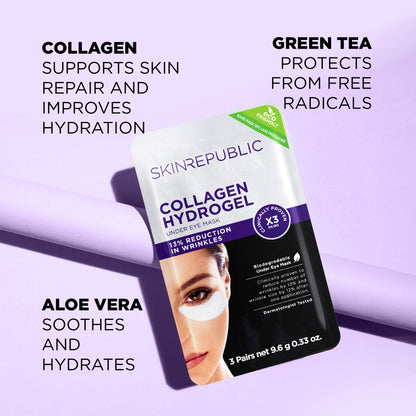 Coussinets pour les yeux au collagène hydrogel (3 paires) Masque pour les yeux