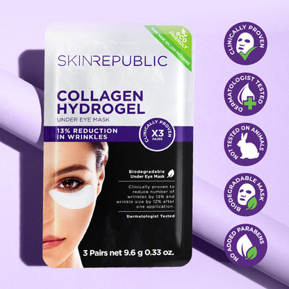 Coussinets pour les yeux au collagène hydrogel (3 paires) Masque pour les yeux