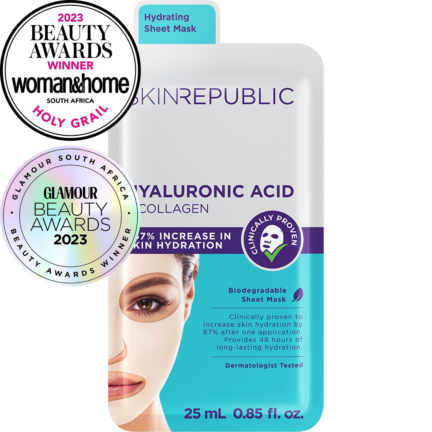 Mascarilla de tela con ácido hialurónico y colágeno del set Glass Skin