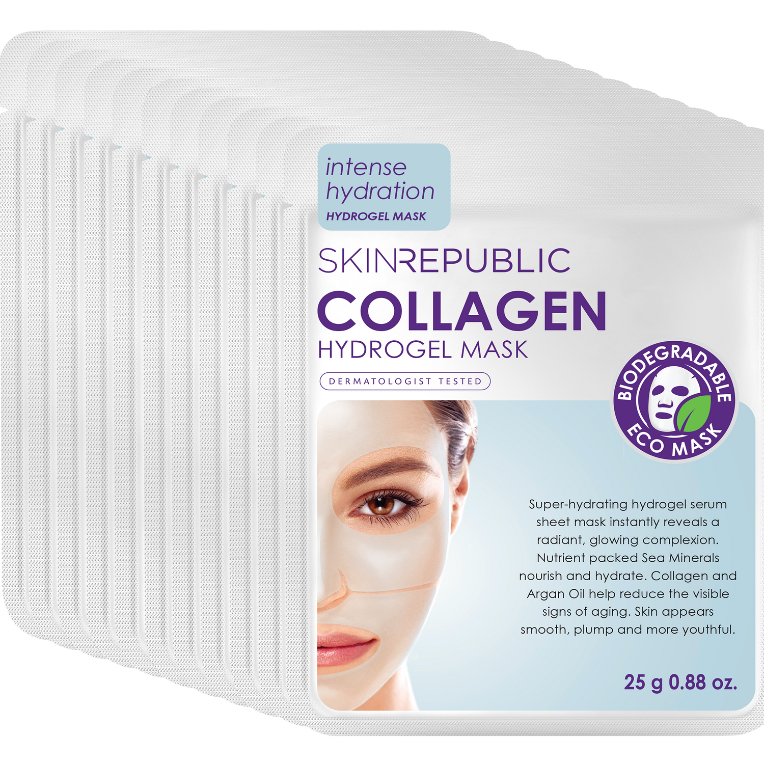 Pack of 10 - Collagen Hydrogel Facial Sheet Mask