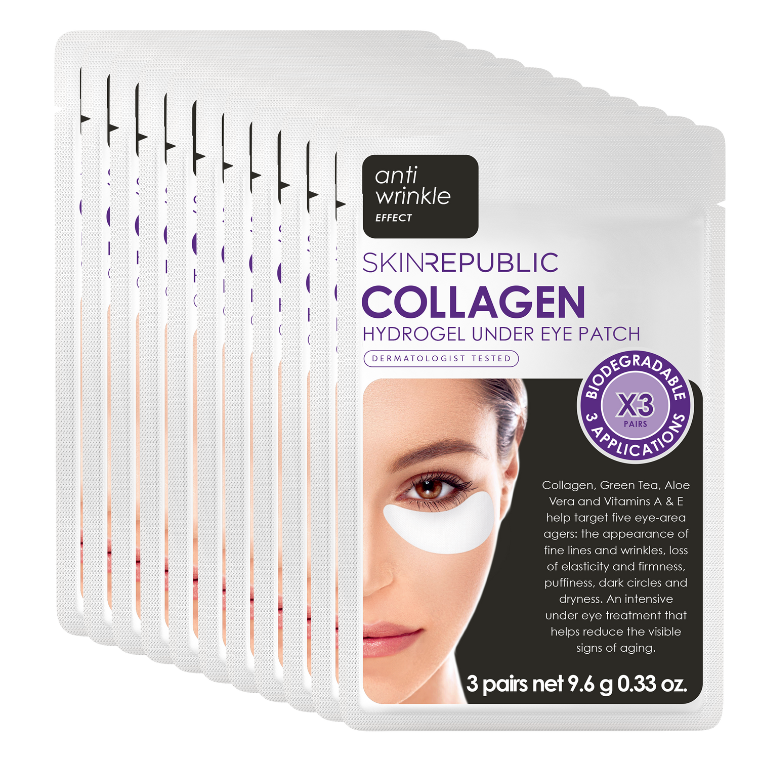 Pack of 10 - Collagen Hydrogel Eye Pads (3 Pairs) Eye Mask