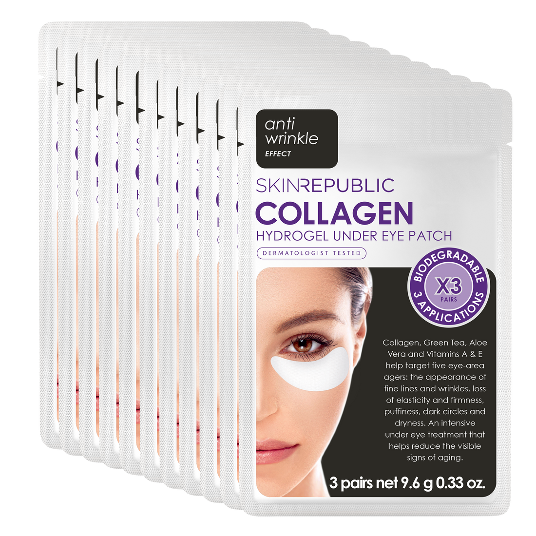 10er Pack - Collagen Hydrogel Augenpads (3 Paar) Augenmaske