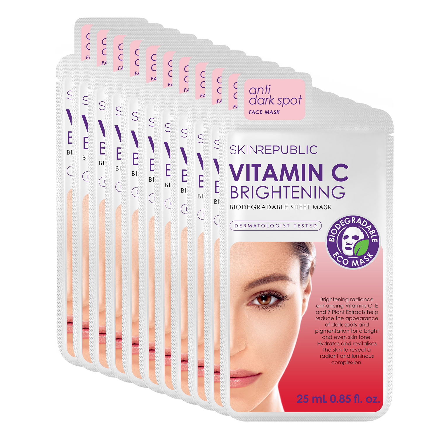 Pack of 10 - Vitamin C Brightening Sheet Mask