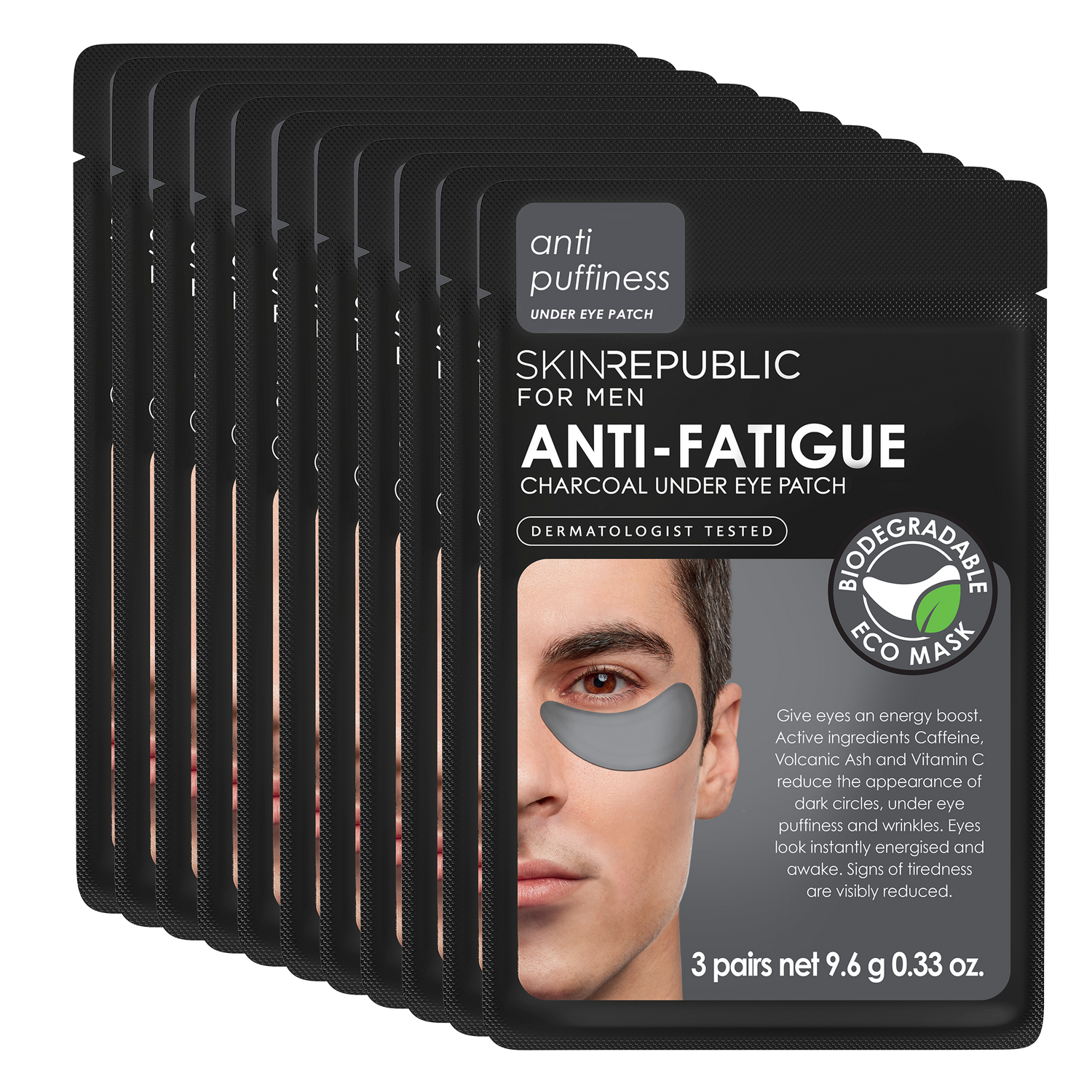 Pack of 10 - Anti-fatigue eye patches with activated carbon for men (3 pairs)