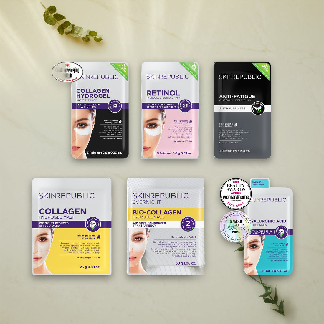 SKIN REPUBLIC Eye and Face Treatment with Eye Pads and Masks on Marble